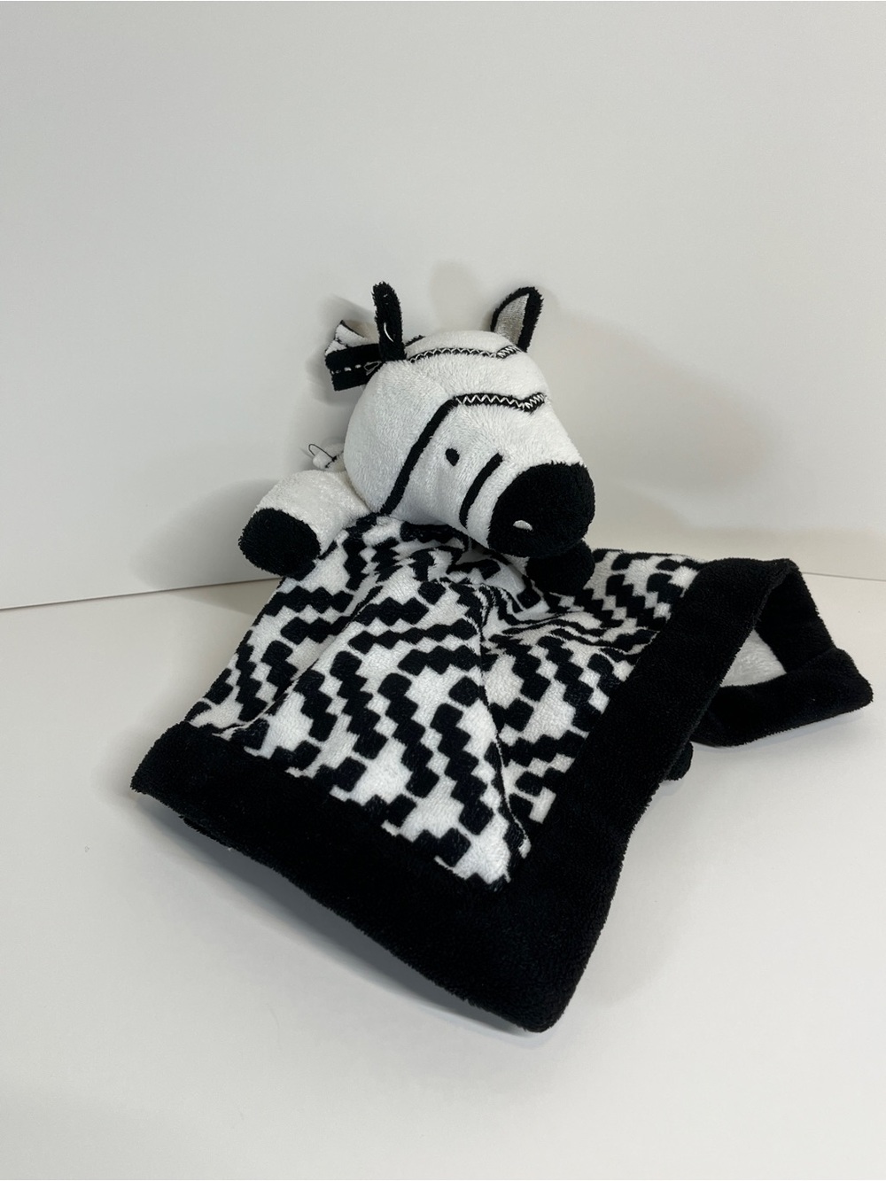 LEVTEX Baby Zebra Security Blanket Lovey Black & White Plush Stuffed Toy
